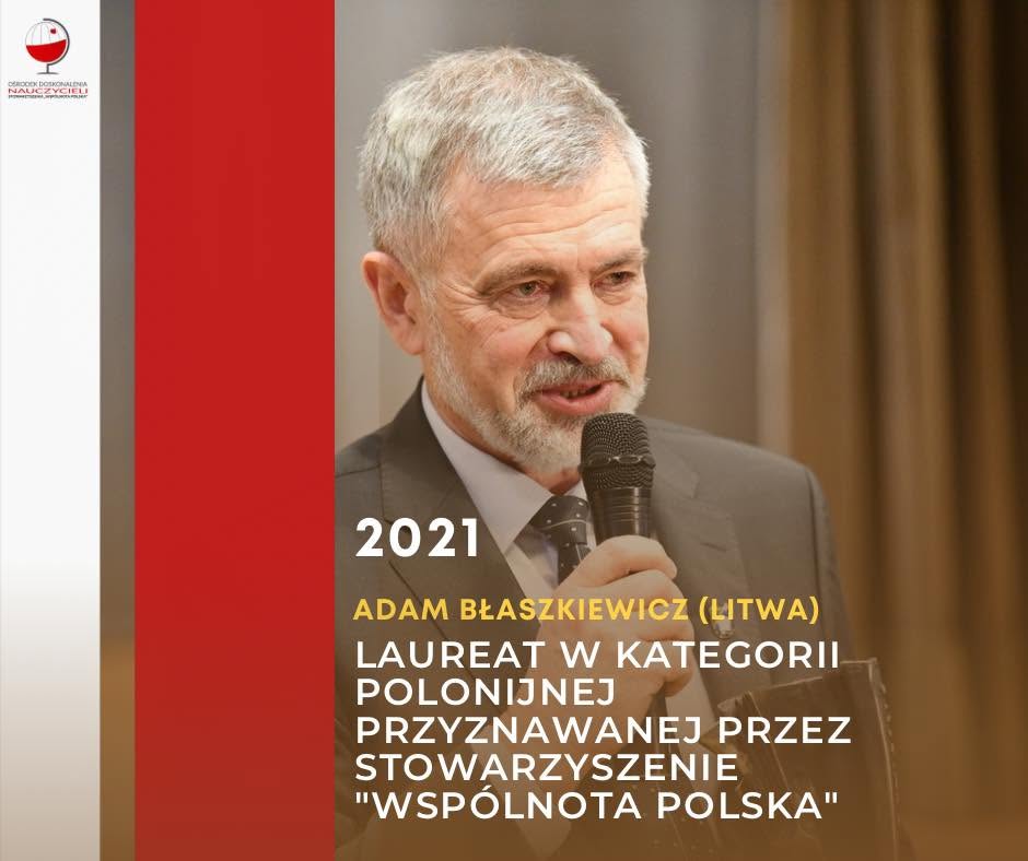 Adam Błaszkiewicz – laureat Nagrody im. Grażyny Langowskiej w kategorii polonijnej w 2021 roku